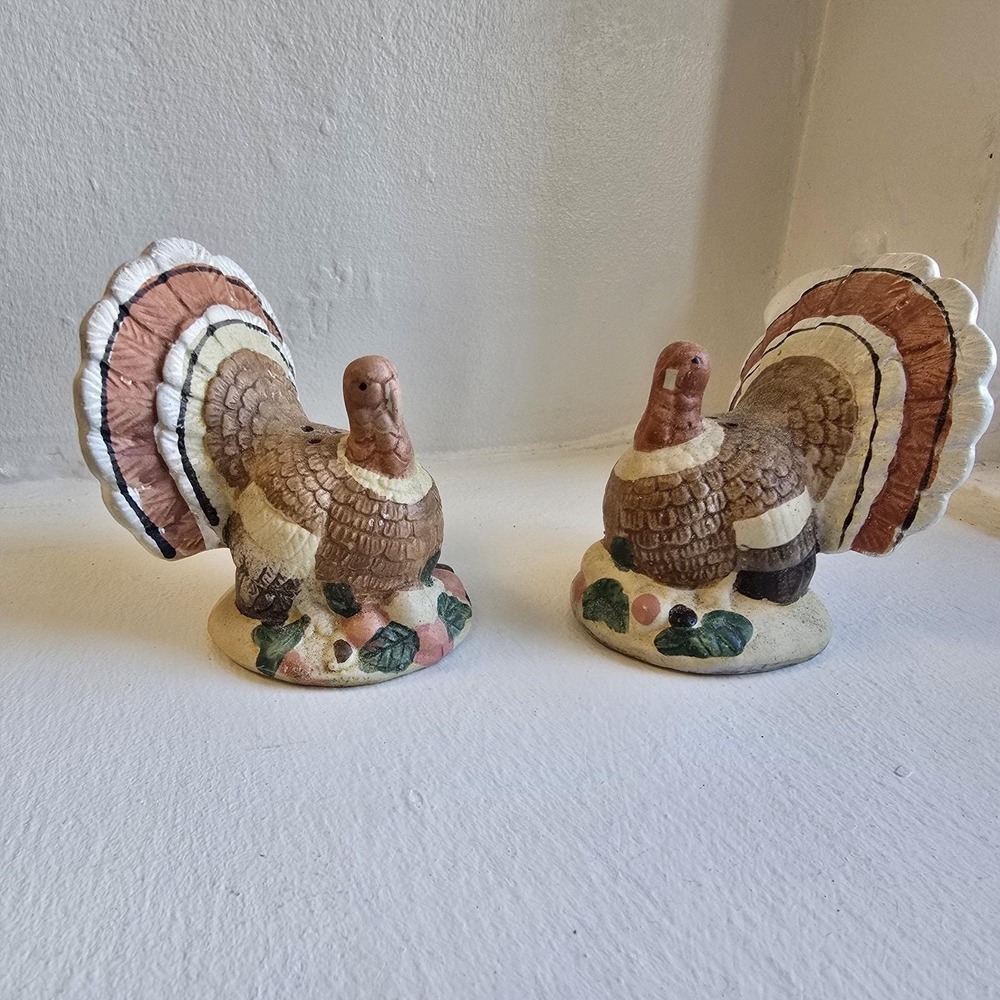 Vintage Turkey Salt & Pepper Shakers Set Thanksgiving Fall Harvest 1996
